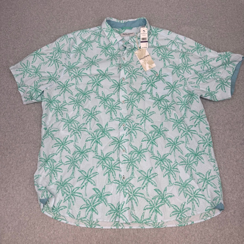 Tommy Bahama Nova Wave Royal Palmetto Shirt XXL Dew Drop Palm Tree ST327145